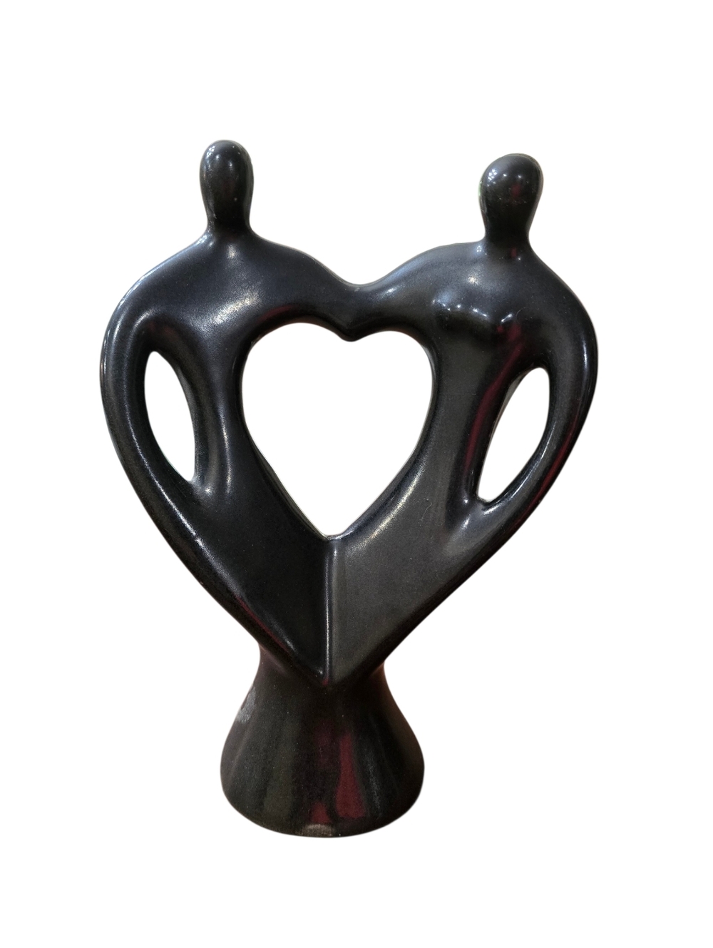Modern Black Heart Couple Sculpture - Home Art